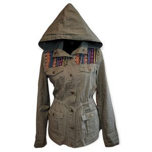 𝅺Wet Seal Army Green Embroidered Utility Jacket